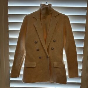 NWT Express Cream Double-Breasted Women's Blazer and Matching Turtleneck